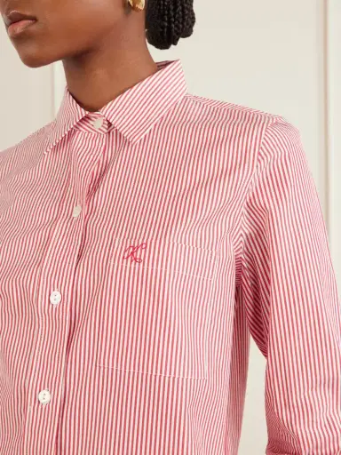 Suzie Kondi Vella Logo-embroidered Striped Cotton-poplin Shirt | Thumbnail 5 Suzie Kondi Vella Logo-embroidered Striped Cotton-poplin Shirt | Thumbnail 5