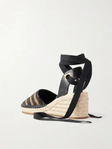 Ferragamo Zanta Zebra 70 Leather-trimmed Woven Raffia Espadrillas Wedge | Thumbnail 3 Ferragamo Zanta Zebra 70 Leather-trimmed Woven Raffia Espadrillas Wedge | Thumbnail 3