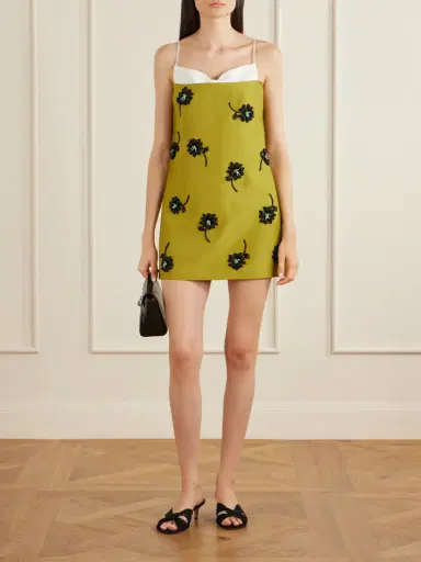 SHUSHU/TONG Corseted Floral-appliqué Bead-embellished Crepe Mini Dress | Thumbnail 2 SHUSHU/TONG Corseted Floral-appliqué Bead-embellished Crepe Mini Dress | Thumbnail 2