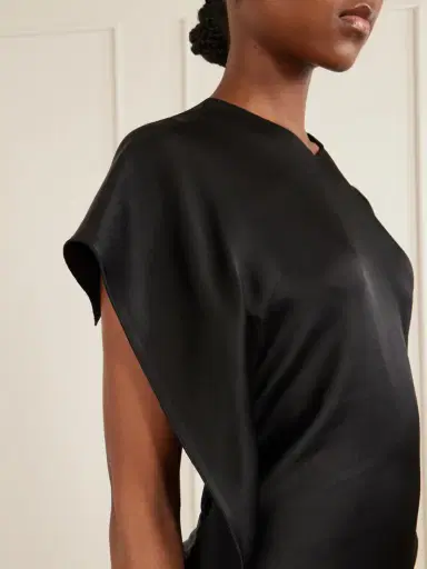 Victoria Beckham Victoria Gathered Satin Midi Dress | Thumbnail 4 Victoria Beckham Victoria Gathered Satin Midi Dress | Thumbnail 4