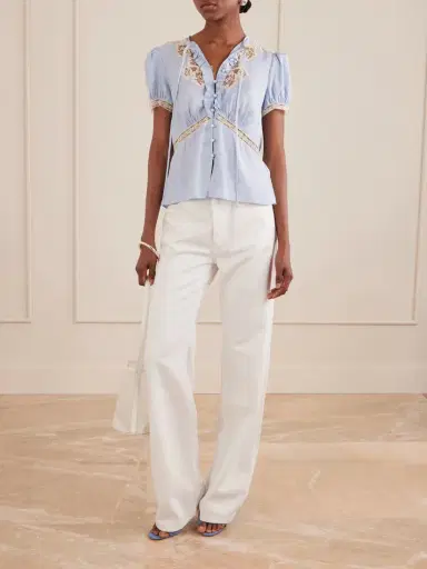 Self-Portrait Ruffled Lace-trimmed Satin Blouse | Thumbnail 2 Self-Portrait Ruffled Lace-trimmed Satin Blouse | Thumbnail 2