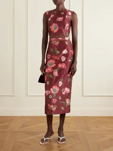 Erdem Floral-printed Satin Midi Pencil Skirt | Thumbnail 2 Erdem Floral-printed Satin Midi Pencil Skirt | Thumbnail 2