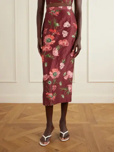 Erdem Floral-printed Satin Midi Pencil Skirt | Thumbnail 3 Erdem Floral-printed Satin Midi Pencil Skirt | Thumbnail 3