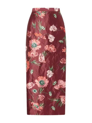 Erdem Floral-printed Satin Midi Pencil Skirt | Thumbnail 1 Erdem Floral-printed Satin Midi Pencil Skirt | Thumbnail 1