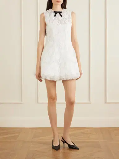 SHUSHU/TONG Bow-detailed Cotton-blend Guipure-lace Mini Dress | Thumbnail 2 SHUSHU/TONG Bow-detailed Cotton-blend Guipure-lace Mini Dress | Thumbnail 2