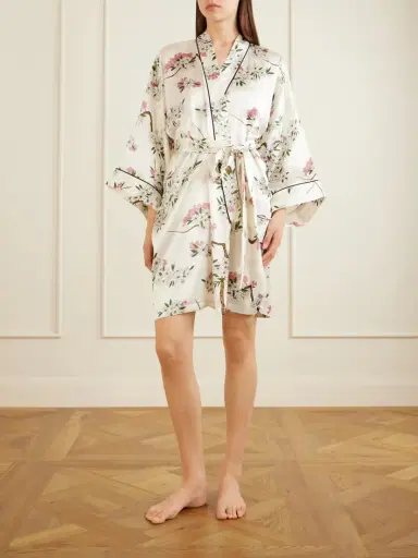 Olivia von Halle Mimi Belted Printed Silk-satin Robe | Thumbnail 2 Olivia von Halle Mimi Belted Printed Silk-satin Robe | Thumbnail 2