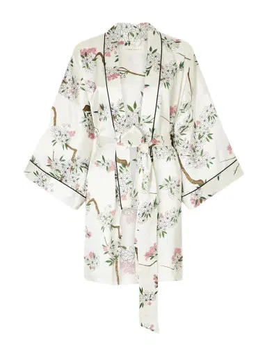 Olivia von Halle Mimi Belted Printed Silk-satin Robe | Thumbnail 1 Olivia von Halle Mimi Belted Printed Silk-satin Robe | Thumbnail 1