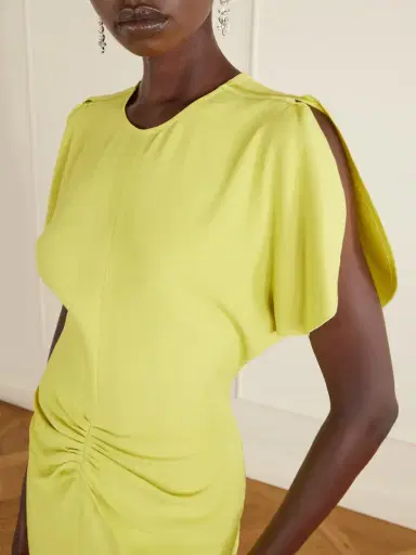 Victoria Beckham Bela Gathered Satin Midi Dress | Thumbnail 4 Victoria Beckham Bela Gathered Satin Midi Dress | Thumbnail 4