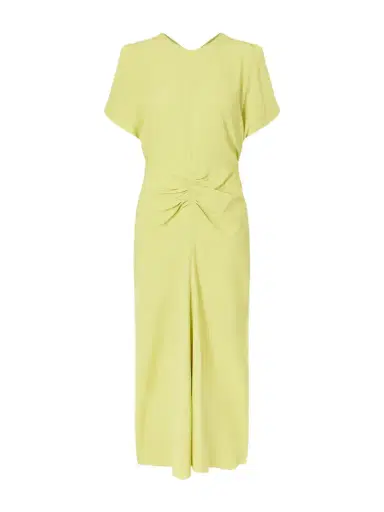 Victoria Beckham Bela Gathered Satin Midi Dress | Thumbnail 1 Victoria Beckham Bela Gathered Satin Midi Dress | Thumbnail 1