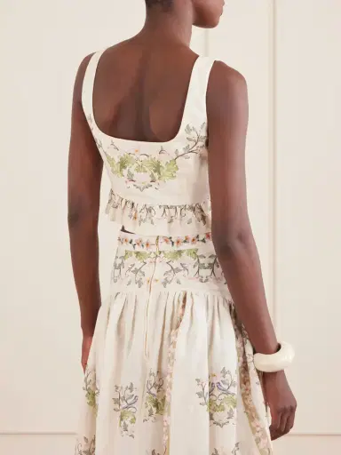 Agua by Agua Bendita Eslabon Anhelo Floral-print Button-embellished Linen Cropped Top | Thumbnail 4 Agua by Agua Bendita Eslabon Anhelo Floral-print Button-embellished Linen Cropped Top | Thumbnail 4
