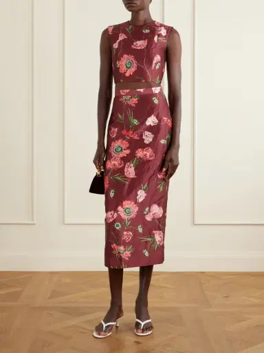 Erdem Floral-print Crinkled Satin Cropped Top | Thumbnail 2 Erdem Floral-print Crinkled Satin Cropped Top | Thumbnail 2