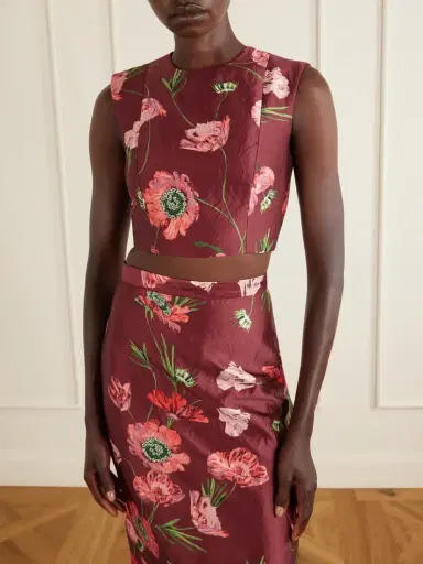 Erdem Floral-print Crinkled Satin Cropped Top | Thumbnail 3 Erdem Floral-print Crinkled Satin Cropped Top | Thumbnail 3