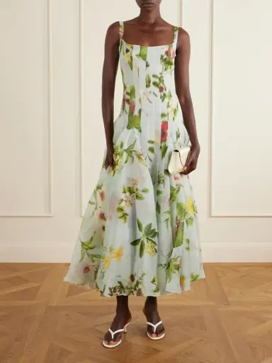 Oscar de la Renta Paneled Floral-printed Organza Silk Gown | Thumbnail 2 Oscar de la Renta Paneled Floral-printed Organza Silk Gown | Thumbnail 2
