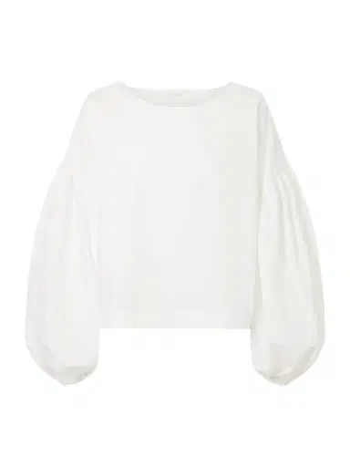 Suzie Kondi Balon Cropped Gathered Cotton-poplin Blouse | Thumbnail 1 Suzie Kondi Balon Cropped Gathered Cotton-poplin Blouse | Thumbnail 1