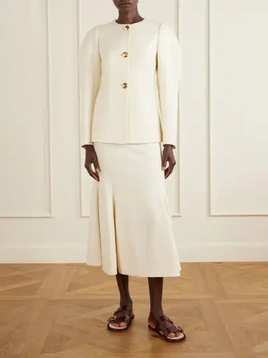 Gabriela Hearst Patterson Frayed Wool And Cashmere-blend Midi Skirt | Thumbnail 2 Gabriela Hearst Patterson Frayed Wool And Cashmere-blend Midi Skirt | Thumbnail 2