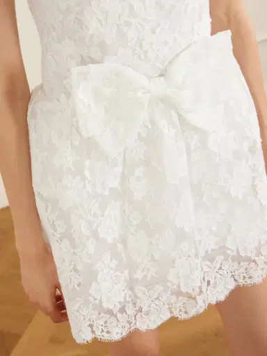 SHUSHU/TONG Bow-detailed Lace Mini Dress | Thumbnail 4 SHUSHU/TONG Bow-detailed Lace Mini Dress | Thumbnail 4