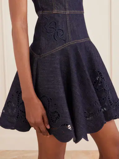 Self-Portrait Embroidered Denim Mini Dress | Thumbnail 4 Self-Portrait Embroidered Denim Mini Dress | Thumbnail 4