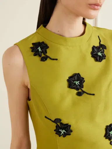 SHUSHU/TONG Floral-appliqué Gathered Satin Mini Dress | Thumbnail 4 SHUSHU/TONG Floral-appliqué Gathered Satin Mini Dress | Thumbnail 4