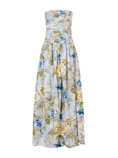 Cara Cara Montreal Strapless Pleated Floral-print Cotton-poplin Maxi Dress | Thumbnail 1 Cara Cara Montreal Strapless Pleated Floral-print Cotton-poplin Maxi Dress | Thumbnail 1