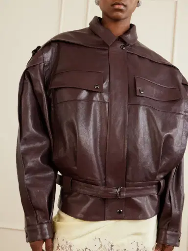 Magda Butrym Belted Leather Biker Jacket | Thumbnail 4 Magda Butrym Belted Leather Biker Jacket | Thumbnail 4