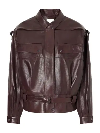 Magda Butrym Belted Leather Biker Jacket | Thumbnail 1 Magda Butrym Belted Leather Biker Jacket | Thumbnail 1