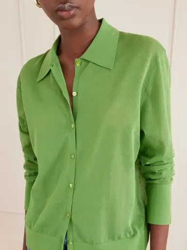 Frame The Collared Cardi Cotton-blend Cardigan | Thumbnail 5 Frame The Collared Cardi Cotton-blend Cardigan | Thumbnail 5