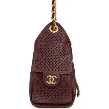 Chanel Chanel Mini 25 Hobo Bag Dark Burgundy Perforated Calfskin Antique Gold Hardware | Thumbnail 3 Chanel Chanel Mini 25 Hobo Bag Dark Burgundy Perforated Calfskin Antique Gold Hardware | Thumbnail 3