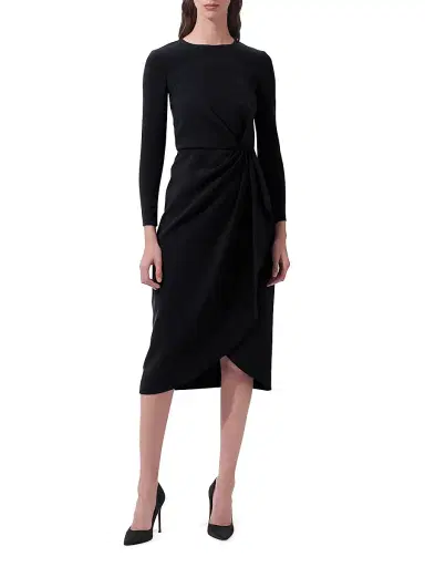 Carolina Herrera Women's Draped Long-Sleeve Midi Dress - Black | Thumbnail 2 Carolina Herrera Women's Draped Long-Sleeve Midi Dress - Black | Thumbnail 2