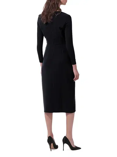 Carolina Herrera Women's Draped Long-Sleeve Midi Dress - Black | Thumbnail 3 Carolina Herrera Women's Draped Long-Sleeve Midi Dress - Black | Thumbnail 3