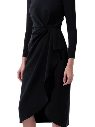 Carolina Herrera Women's Draped Long-Sleeve Midi Dress - Black | Thumbnail 4 Carolina Herrera Women's Draped Long-Sleeve Midi Dress - Black | Thumbnail 4