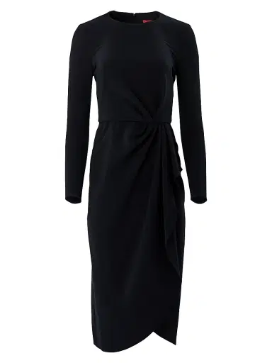 Carolina Herrera Women's Draped Long-Sleeve Midi Dress - Black | Thumbnail 1 Carolina Herrera Women's Draped Long-Sleeve Midi Dress - Black | Thumbnail 1