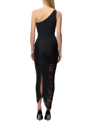 Hervé Léger Women's The Tyra Fringe One-Shoulder Gown - Black - Size Small | Thumbnail 6 Hervé Léger Women's The Tyra Fringe One-Shoulder Gown - Black - Size Small | Thumbnail 6