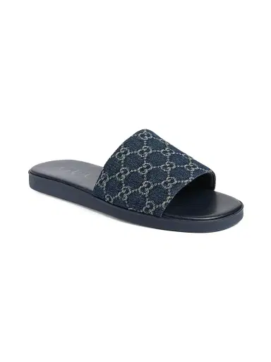 Gucci Men's Charlie GG Monogram Denim Slides - Denim Sandals | Thumbnail 2 Gucci Men's Charlie GG Monogram Denim Slides - Denim Sandals | Thumbnail 2