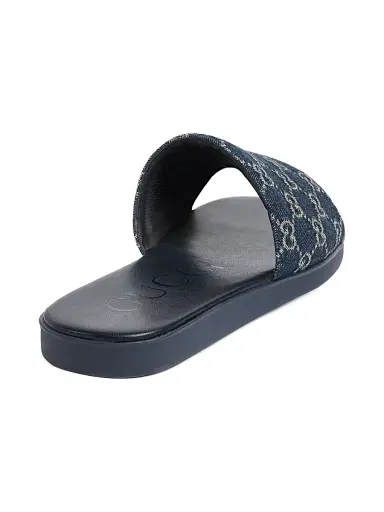 Gucci Men's Charlie GG Monogram Denim Slides - Denim Sandals | Thumbnail 3 Gucci Men's Charlie GG Monogram Denim Slides - Denim Sandals | Thumbnail 3