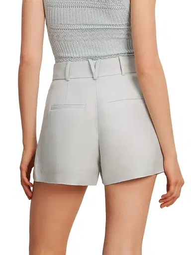 Veronica Beard Women's Craig Pleated-Front Shorts - River Mist | Thumbnail 4 Veronica Beard Women's Craig Pleated-Front Shorts - River Mist | Thumbnail 4