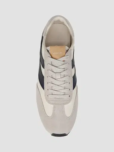 Vince Men's Oasis Leather & Suede Low-Top Sneakers - Milk Horchata Spruce Blue | Thumbnail 4 Vince Men's Oasis Leather & Suede Low-Top Sneakers - Milk Horchata Spruce Blue | Thumbnail 4