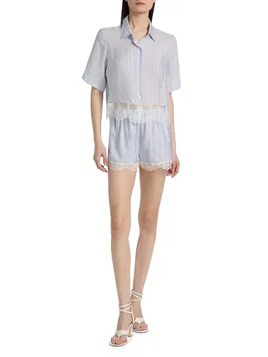 Frame Women's The Stripe Silk Lace-Trim Shorts | Thumbnail 2 Frame Women's The Stripe Silk Lace-Trim Shorts | Thumbnail 2