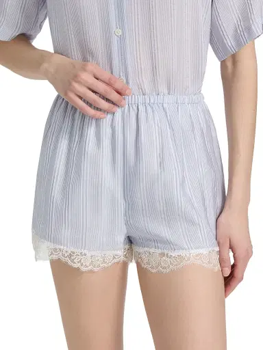 Frame Women's The Stripe Silk Lace-Trim Shorts | Thumbnail 3 Frame Women's The Stripe Silk Lace-Trim Shorts | Thumbnail 3