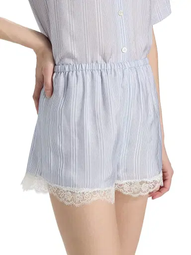 Frame Women's The Stripe Silk Lace-Trim Shorts | Thumbnail 4 Frame Women's The Stripe Silk Lace-Trim Shorts | Thumbnail 4