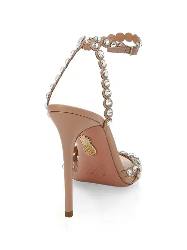 Aquazzura Women's Tequila Crystal-Embellished Leather Sandals - Powder Pink | Thumbnail 3 Aquazzura Women's Tequila Crystal-Embellished Leather Sandals - Powder Pink | Thumbnail 3