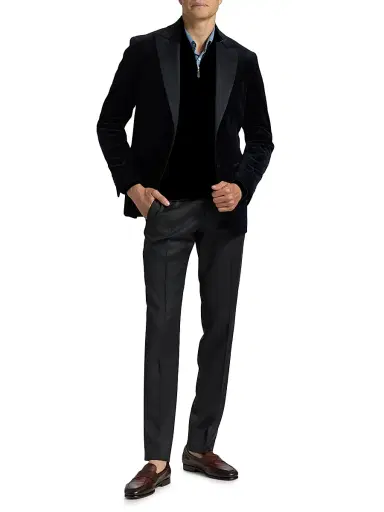 Saks Fifth Avenue Men's Wool-Cashmere Quarter-Zip Sweater - Navy | Thumbnail 2 Saks Fifth Avenue Men's Wool-Cashmere Quarter-Zip Sweater - Navy | Thumbnail 2