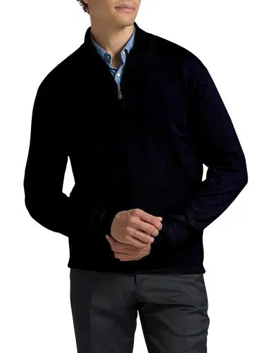 Saks Fifth Avenue Men's Wool-Cashmere Quarter-Zip Sweater - Navy | Thumbnail 3 Saks Fifth Avenue Men's Wool-Cashmere Quarter-Zip Sweater - Navy | Thumbnail 3