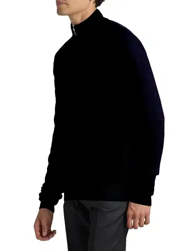 Saks Fifth Avenue Men's Wool-Cashmere Quarter-Zip Sweater - Navy | Thumbnail 4 Saks Fifth Avenue Men's Wool-Cashmere Quarter-Zip Sweater - Navy | Thumbnail 4