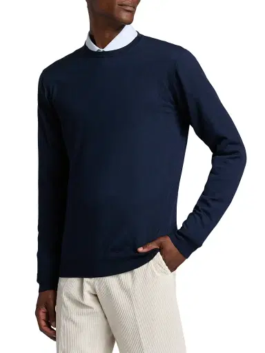 Saks Fifth Avenue Men's COLLECTION Merino Wool-Cashmere Sweater - Navy - Size Large | Thumbnail 4 Saks Fifth Avenue Men's COLLECTION Merino Wool-Cashmere Sweater - Navy - Size Large | Thumbnail 4