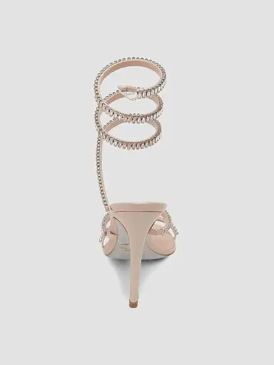 René Caovilla Women's Spark Cleo 105MM Leather Wrap Sandals - Beige Satin Crystal | Thumbnail 6 René Caovilla Women's Spark Cleo 105MM Leather Wrap Sandals - Beige Satin Crystal | Thumbnail 6
