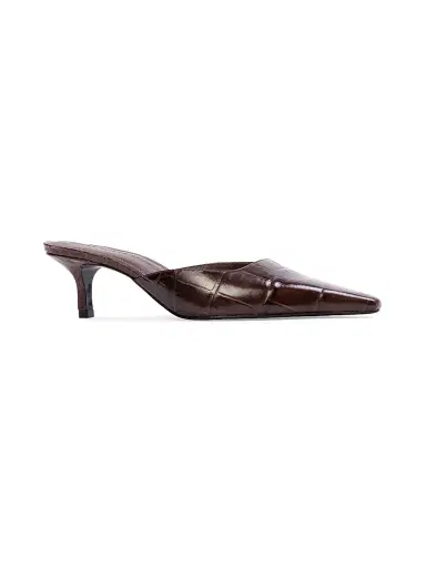 Black Suede Studio Women's Riley 50MM Croc Mule Sandals - Brown Croc Leather | Thumbnail 2 Black Suede Studio Women's Riley 50MM Croc Mule Sandals - Brown Croc Leather | Thumbnail 2