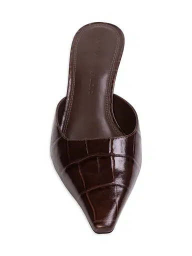 Black Suede Studio Women's Riley 50MM Croc Mule Sandals - Brown Croc Leather | Thumbnail 3 Black Suede Studio Women's Riley 50MM Croc Mule Sandals - Brown Croc Leather | Thumbnail 3