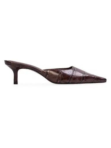 Black Suede Studio Women's Riley 50MM Croc Mule Sandals - Brown Croc Leather | Thumbnail 1 Black Suede Studio Women's Riley 50MM Croc Mule Sandals - Brown Croc Leather | Thumbnail 1