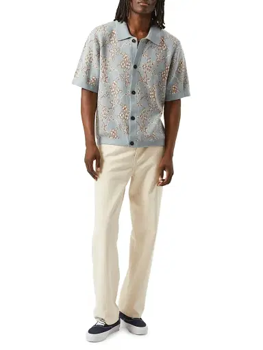 Corridor Men's Trellis Knit Cotton Shirt - Light Blue - Size Small | Thumbnail 2 Corridor Men's Trellis Knit Cotton Shirt - Light Blue - Size Small | Thumbnail 2