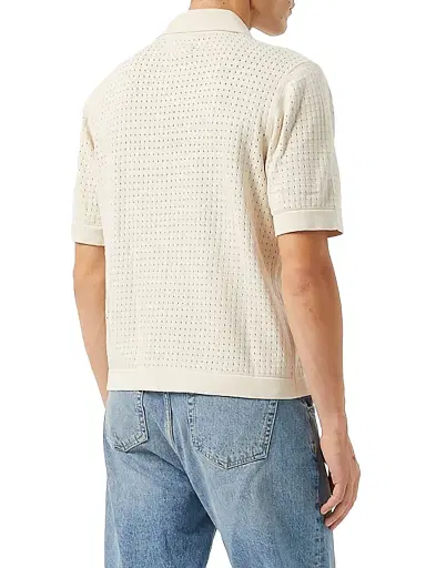 Corridor Men's Pointelle-Knit Cotton Shirt - Natural | Thumbnail 3 Corridor Men's Pointelle-Knit Cotton Shirt - Natural | Thumbnail 3